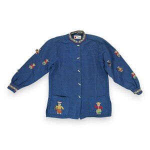 Mayan Modern Cardigan Sweater‎ Womens Sz L Hand Woven Couple Blue Long Sleeve